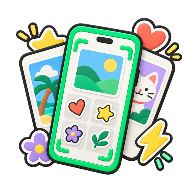 Captura con una colección de stickers